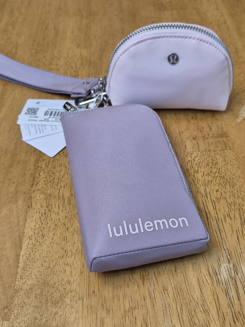 Lululemon Dual Pouch Wristlet Wallet  Lotus Lavender Pink Pearl silver Hardware